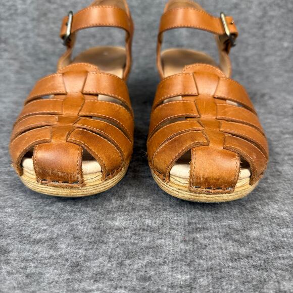 Dansko Millie Fisherman Sandals Brown Leather Wedge Heel size 39 Women's 8.5 - Picture 3 of 11